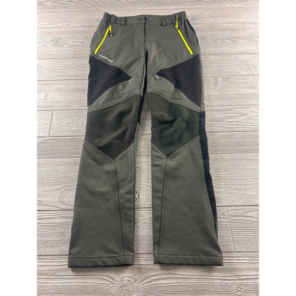 Montbell Technical Hiking Pants Olive Green Black Softshell Trekking Mens 70